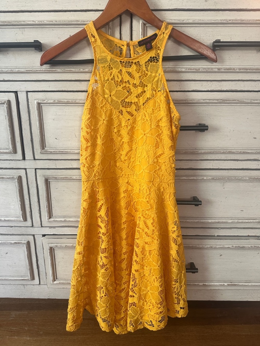 🌻Material Girl Yellow Lace Mini Dress